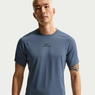 Nike Mens Nike Pro Training Dri-FIT Short-Sleeve Top in Blue | HV0409-491