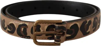 Dolce & Gabbana Accessoires, Dames, Bruin, ONE Size, Leer, Leopard Print Lederen Riem