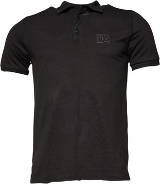 Dolce & Gabbana Dark Gray Collared Short Sleeves Polo Mens T-shirt