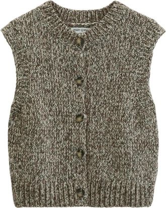 Marc O'Polo Gebreide Pullunder - Dames - Bodywarmers - Groen - M - Wol - Jassen