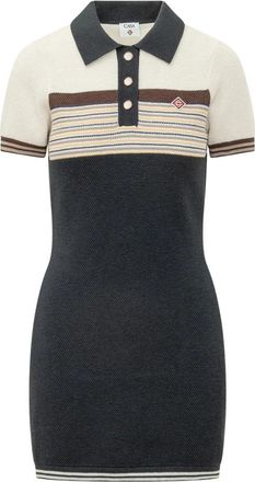 Casablanca Cafe Stripe Polo Jurk - Dames - Kleedjes - Blauw - L - Katoen - Kleedjes