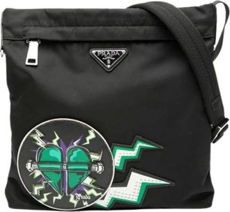 Prada Pre-owned Cross Body Bags, female, Black, Size: ONE SIZE Pre-owned Nylon Crossbody Bag