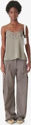 Iro Newin Lace-Trim Camisole in Olive Green at Nordstrom, Size 42