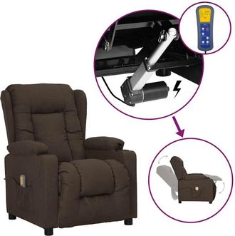 vidaXL Vidaxl - Silla De Masaje Elevable De Tela Marr&oacute;n Oscuro