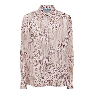Blugirl Shirts, female, Brown, Size: XS Animal Print Silk Shirt