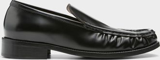 Acne Studios Mens Metallized letter leather loafers Men