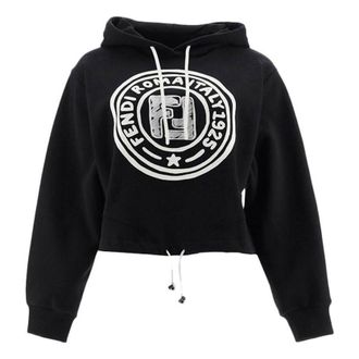 Fendi (WMNS) FENDI F Pattern Printing Hoodie Black FS7035AC6DF0GME