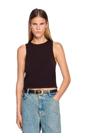 Sandro Sleeveless fine knit vest in Chocolate at Nordstrom, Size X-Large
