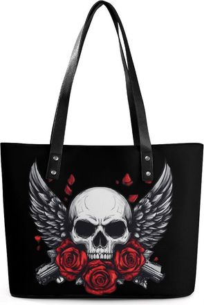 Generic Gun Skull Tote Bags for Women Cute Shoulder Purses Handbags