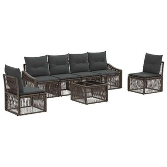 vidaXL Conjunto De Sof&aacute;s De Jard&iacute;n 7 Pcs Gris Rat&aacute;n Sint&eacute;tico Vidaxl