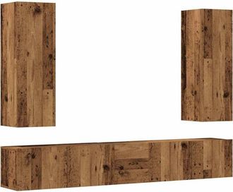 vidaXL Vidaxl - Set Mobile tv 5 pz Montato a Parete Legno Antico in Truciolato
