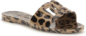 Dolce & Gabbana Womens Rubber Sandals With Leopard Print Leo New