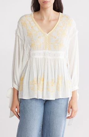 Forgotten Grace Swiss Dot Embroidered Shirt in Yellow at Nordstrom Rack, Size X-Large