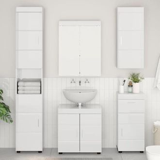 vidaXL vidaXL Armadio da bagno a muro TULUM Bianco Lucido 37 x 24,5 x 86 cm