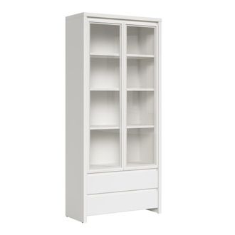 Petits Meubles Vitrina 2 puertas 2 cajones blanca tableros de aglomerado laminados