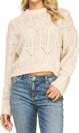 Pinch Design Eyelet Detail Sweater In Cream