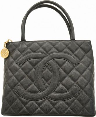 Chanel Black Grained Calfskin Tote Bag (Pre-Owned)