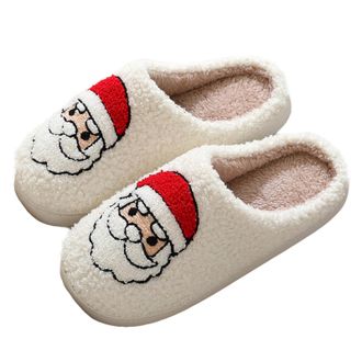 Generic OUMSHBI Fluffy Plush Slippers For Women Christmas Reindeer Printed Closed Toe Winter Warm Shoes Fuzzy Memory Foam Slip On Bedroom Indoors House Fleece