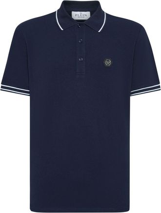 Philipp Plein logo-appliqu&eacute; cotton polo shirt - men - Cotton - M - Blue