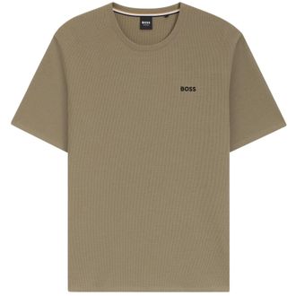 HUGO BOSS Heren-T-shirt van wafelbreisel (Bruin)