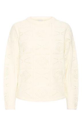 Ichi Ihagnete LS3 Crewneck Sweater in Cloud Dancer at Nordstrom, Size Xx-Large