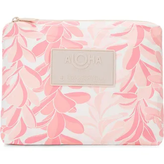 Aloha Collection Small Lei Stand Water Resistant Tyvek Zip Pouch in Pinks at Nordstrom