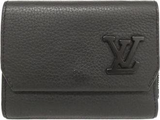 Louis Vuitton Black Leather Wallet (Tri-Fold) (Pre-Owned)