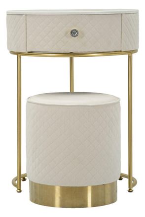 Mauro Ferretti Mesita/tocador Con Puff Vellit Crema Cm &Oslash; 52x70 - &Oslash; 36x39