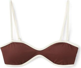 Mango Contrast Binding Bikini Top in Brown at Nordstrom, Size Medium