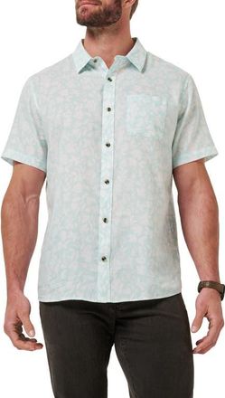 Travis Mathew Double Room Short Sleeve Button-Up Shirt in Eggshell Blue at Nordstrom, Size Large