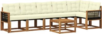 vidaXL Conjunto De Sof&aacute;s De Exterior 7 Uds. Natural Y Crema Vidaxl