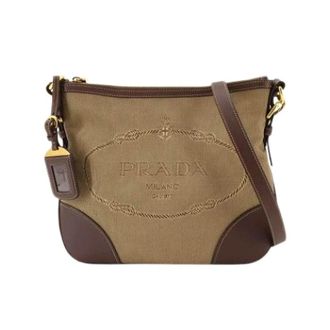 Prada Pre-owned Vintage Canvas Handtas - Dames - Pre-owned - Beige - Maat: ONE Size Leer