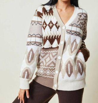 Lingua Franca Lucy Oversized Cardigan In Cream Multi