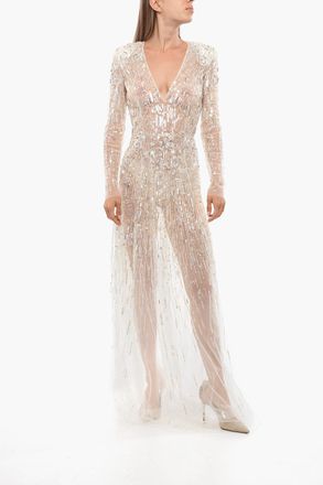 Elisabetta Franchi RED CARPET Sequin Tulle Maxi Dress Elisabetta Franchi