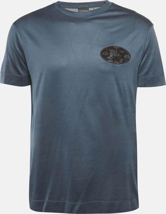 Emporio Armani Blue Jersey Applique T-Shirt