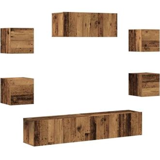 vidaXL Vidaxl - Mueble Para Tv De Pared Madera Vieja 5 Piezas