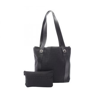 Bulgari Black Canvas Leather Handbag Tote Bag (Pre-Owned)