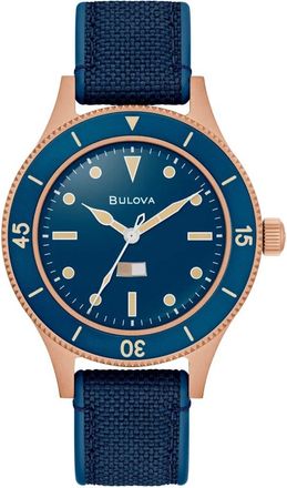 Bulova Mil-Schepen Brons 150 Jaar Jubileum Sp. Ed. - Dames - Horloges - Blauw - ONE Size - Nylon - Accessoires