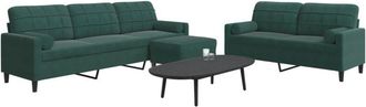 vidaXL Vidaxl - Juego De Sof&aacute;s Con Cojines 3 Piezas Terciopelo Verde Oscuro