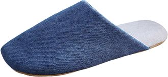 Generic Winter Men Solid Color Cloth Warm Indoor Slippers with Soft Slip Sole Comfortable Large Size Home Footwear for Couple Wear (Blue, 6)