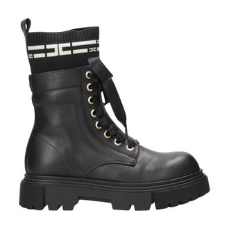 Elisabetta Franchi Lace-up Boots - Dames - Veterlaarzen - Zwart - 38 EU - Leer - Schoenen