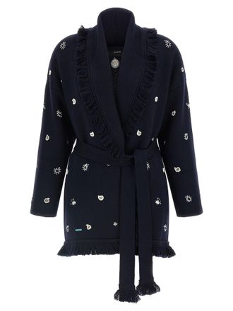 Alanui Blue Virgin Wool Womens Cardigan