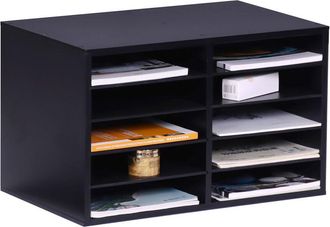 Relaxdays Relaxdays Organizador De Documentos De Bamb&uacute;, Din A4, 10 Compartimentos, Oficina, 31 X 49 X 31 Cm, Negro