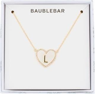 BaubleBar Heart Initial Pendant Necklace in Gold L at Nordstrom Rack