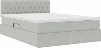 vidaXL Bed with LED Strip Lights Light Grey 140 x 200 cm Velvet vidaXL