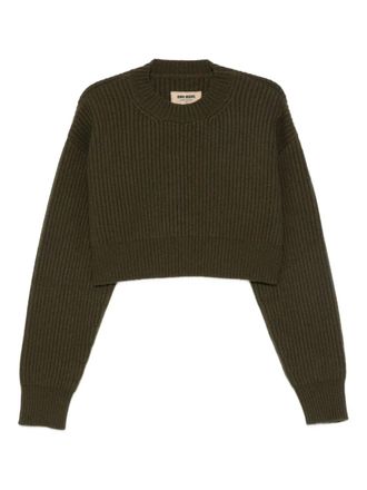 Uma Wang Geribbelde cropped trui - Groen