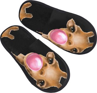 Generic Slipper Funny Giraffe Blowing Bubble,Animal Breathable Camping Slippers Unisex House Shoes For Winter Holiday Bedroom L