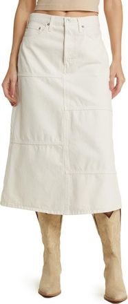 Re/Done Seamed Denim Midi Skirt in Vintage White at Nordstrom Rack, Size 24