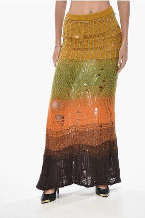 Off-white Mohair-Blend Skirt PUNK with Degrad&eacute; Pattern size 40