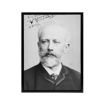 Artery8 Tchaikovsky Autographed Portrait Framed Canvas Wall Art Print in Grey | Size: W24 x H32
